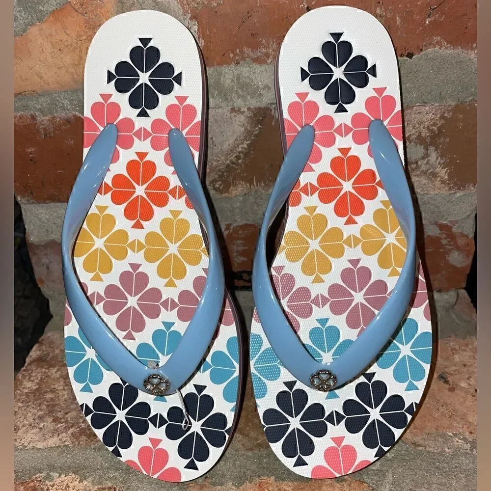 Kate Spade New York flyaway flip flops size 5-6 Light Blue Strap - Picture 2 of 5
